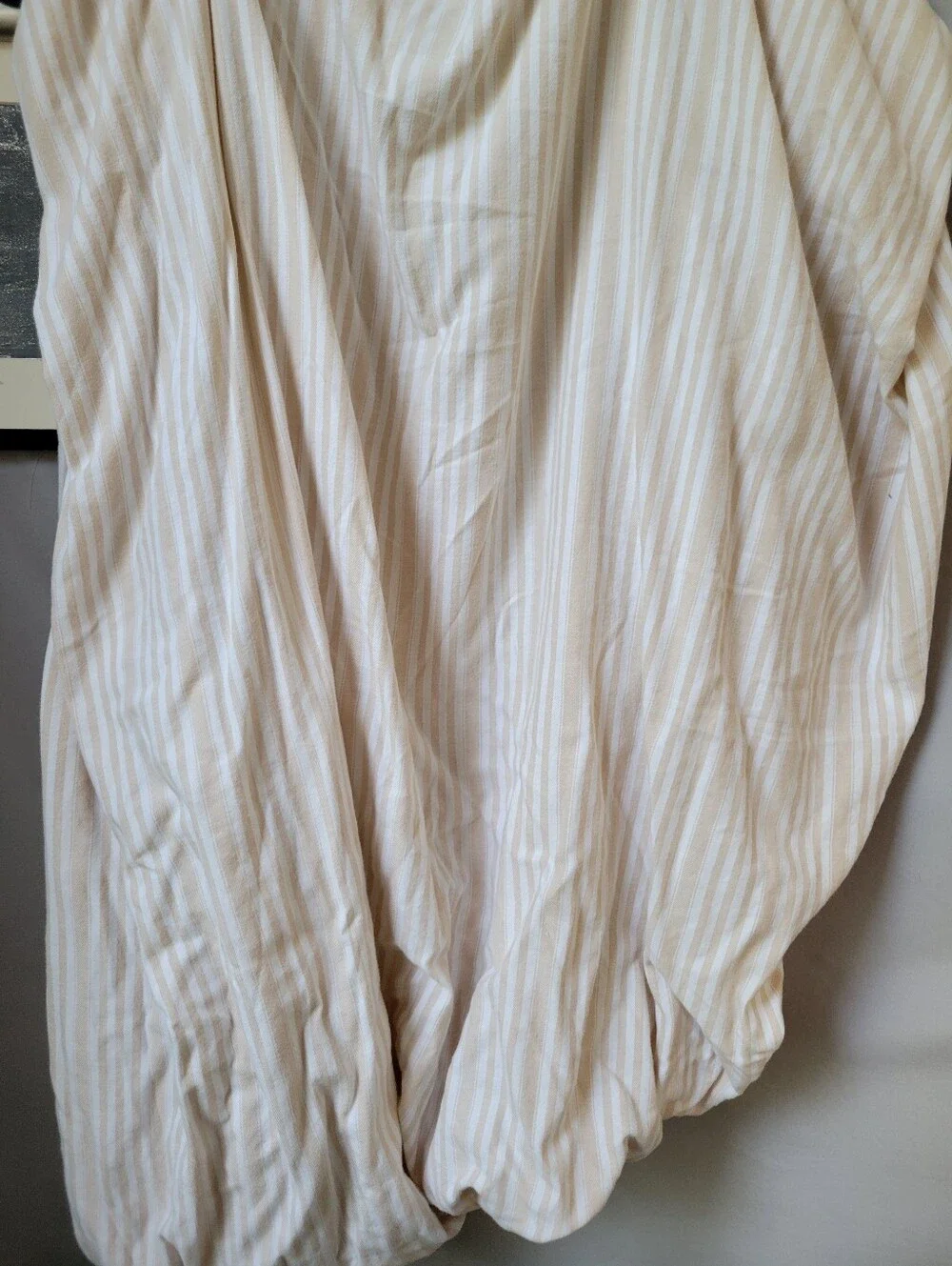 Lauren Ralph Lauren Queen Fitted Sheet Striped Tan White